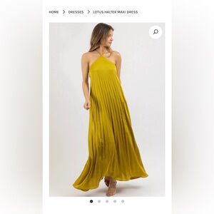 Lotus Halter Maxi Dress in Mustard Yellow